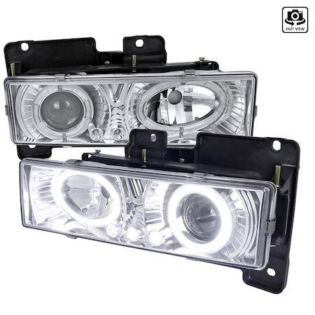 Spec-D Tuning 88-98 Chevrolet C10 Halo Projector Headlights With LED Chrome LHP-C1088-RS